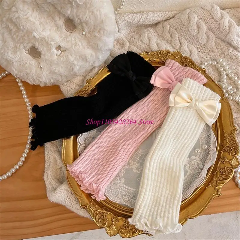 

& Fashionable Leg Sleeves with Bow Decoration Breathable Knit Leg Sleeves