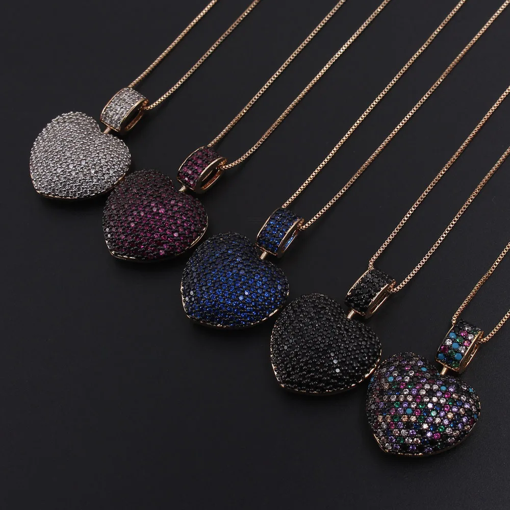 

AAA Grade Advanced Heart Shaped Women's Necklace with Exquisite Color Zircon Pendant and Bone Chain Women's Ornament