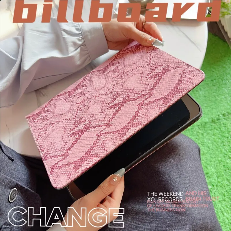 Snake Skin Texture Case for iPad Mini 6-7/iPad 5-10th Gen Air 4-7 Pro 8.3/10.9/10.5/9.7/11/12.9/13in(2018-2025)A16 Leather Cover