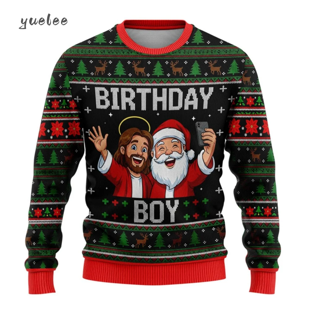 Fashion Jesus Pattern Christma Santa Jersey Hombre Christmas Sweatshirt Autumn Winter Holiday 3D Printing Ugly Men's Sweatshirt
