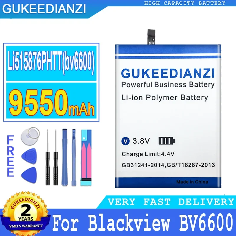 

Запасной аккумулятор GUKEEDIANZI, 9550 мАч, Li515876PHTT, Bv6600, для Blackview, BV6600, Helio A25, бесплатные инструменты