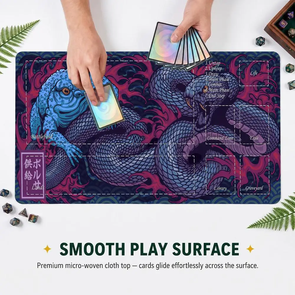 Game Zones Lock Edges TCG Playmat Ukiyo-e Snake Large Desk Mat Non-slip Rubber Gaming Mouse Pad Cards Keyboard TableMat Tapete