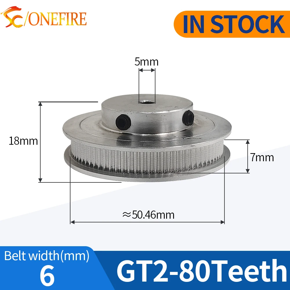 2GT 80 teeth Timing Pulley Bore 5mm Belt width 6mm GT2 Aluminum Alloy Pulley Transmission Components 3D Printer Parts