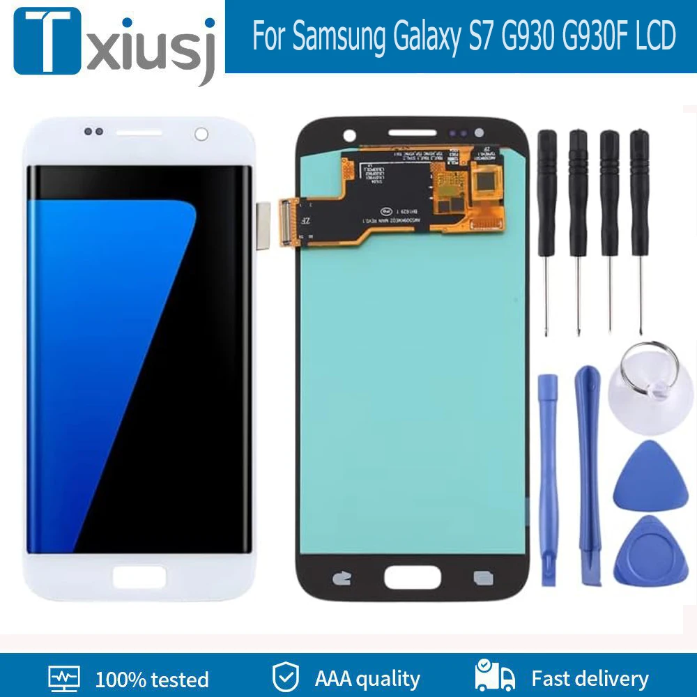 5.1'' Super AMOLED For Samsung Galaxy S7 G930 G930F LCD Display Touch Screen Digitizer Assembly For Samsung S7 LCD Replacement