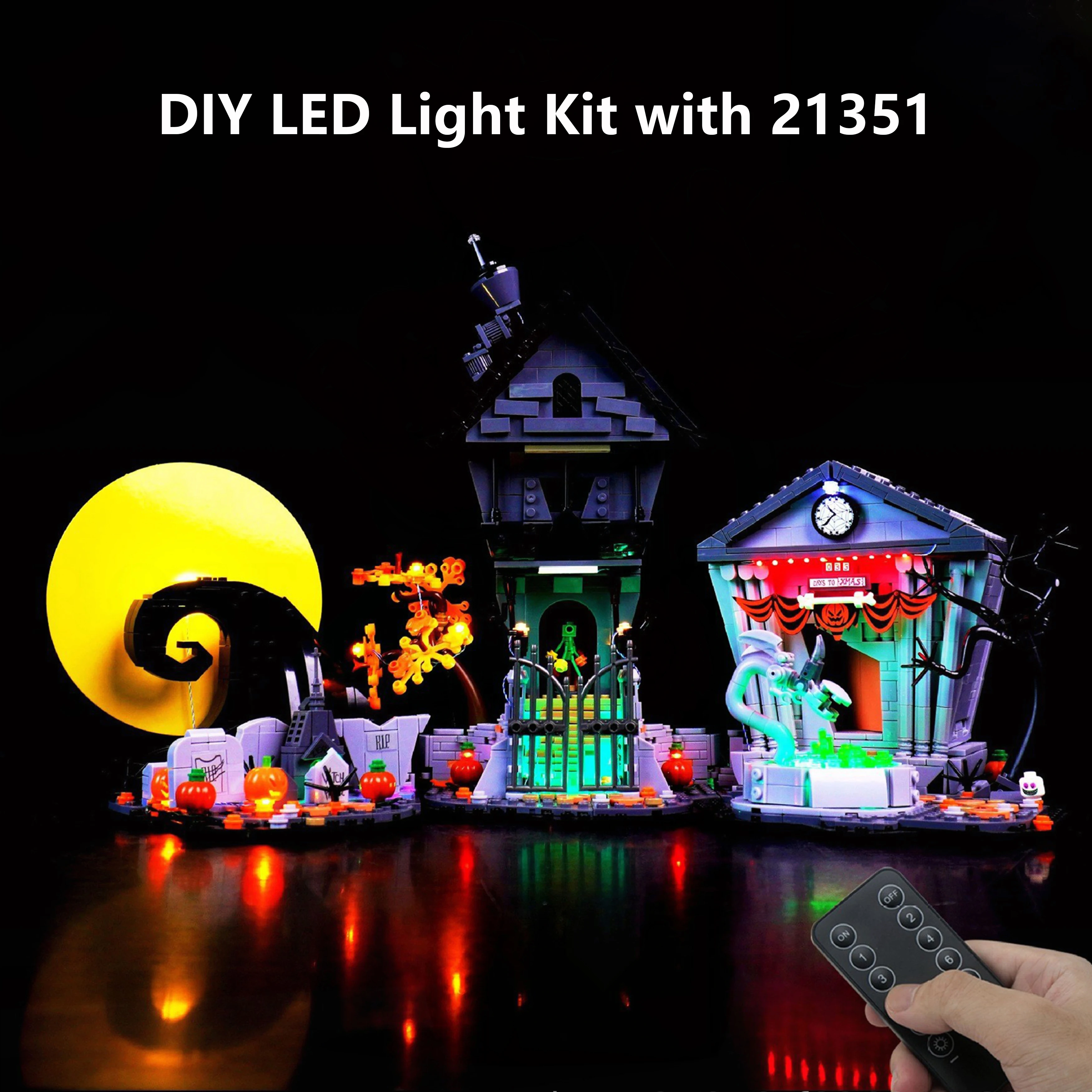 Kit d'éclairage LED pour blocs de construction, bricolage, pour scène de nuit d'halloween 21351, modèle de télécommande, accessoires d'éclairage pour la décoration