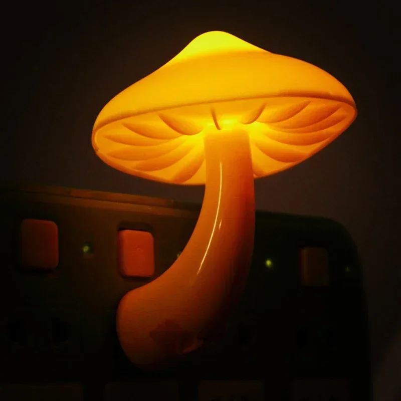 LED Night Light Mushroom Wall Lamp EU Plug Light Control Induction Energy Saving Environmental Protection Bedroom Lamp Home Deco