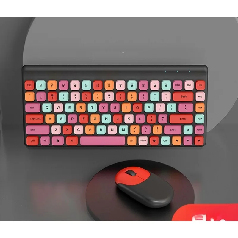 

Wireless color blocking keyboard and mouse set, cute wireless noise free ultra-thin PC keyboard, wireless laptop,tablet computer