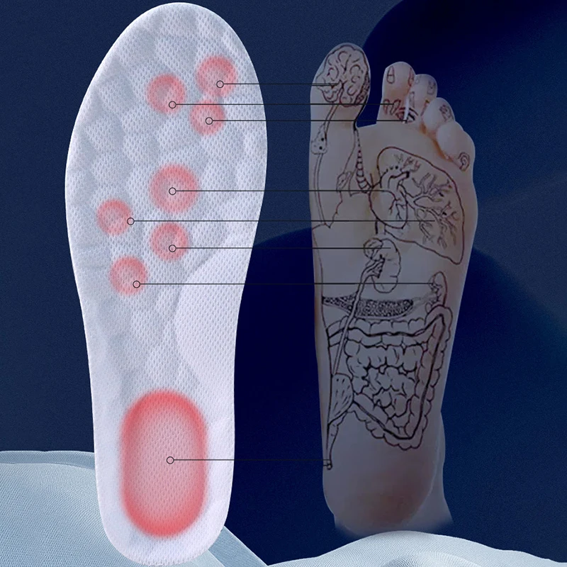1Pair Latex Sport Insoles Soft High Elasticity Shoe Pads Orthotic Breathable Shock Absorption Cushion Arch Support Insole