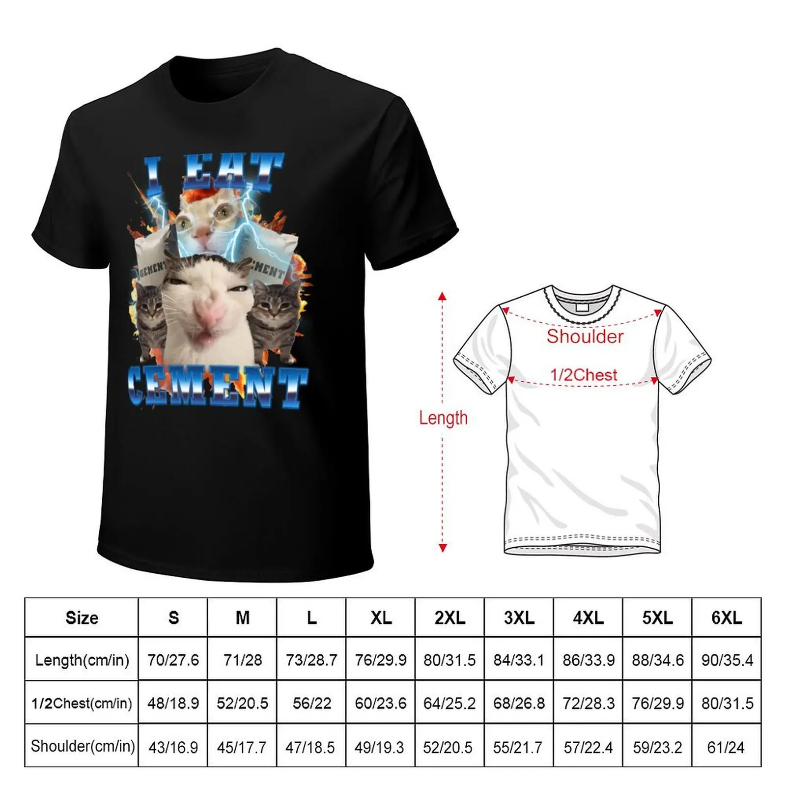 i eat cement funny cat meme T-Shirt Industrial Work Tee Shirt