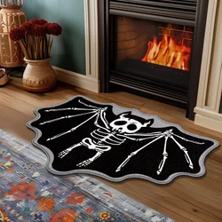 VIKAMA Halloween Shaped Decorative Rug Black Spider Web Ghost Gothic Bathroom Entryway Footrest Washable Dirty Resistant Carpet