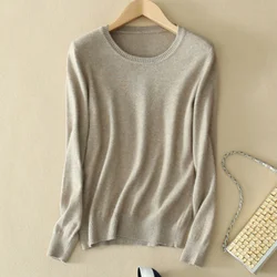 2024 Autumn Winter Sweater Women Long Sleeve O-neck Knit Tops Solid Slim Fit Bottoming Shirt Korean Fashion Pullovers Knitwears