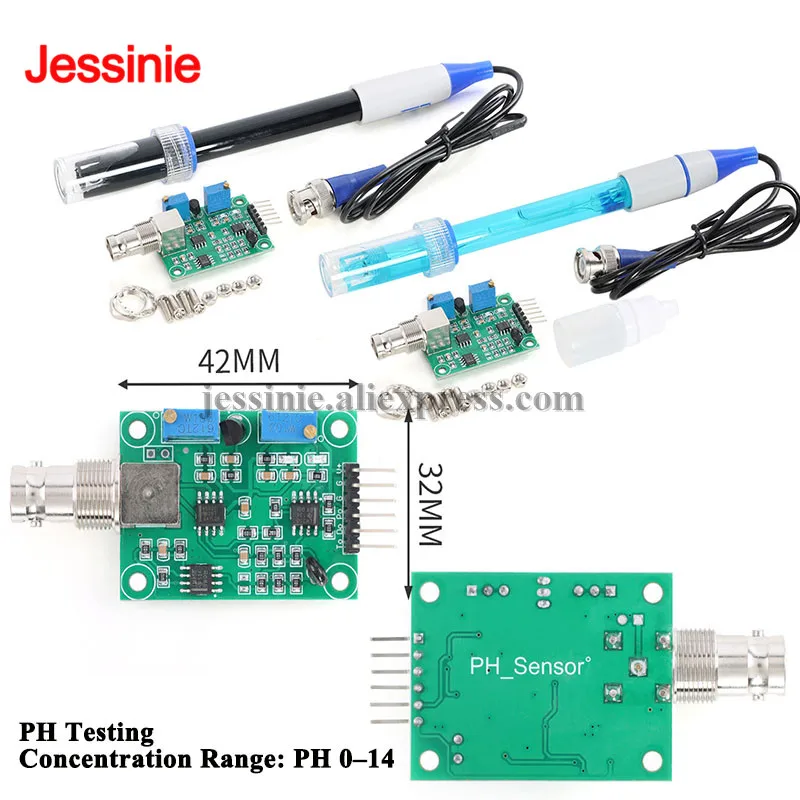 

Liquid PH Test Detection Regulator Sensor Module Monitoring Control Meter Tester + BNC PH Electrode Probe For Arduino PH 0-14