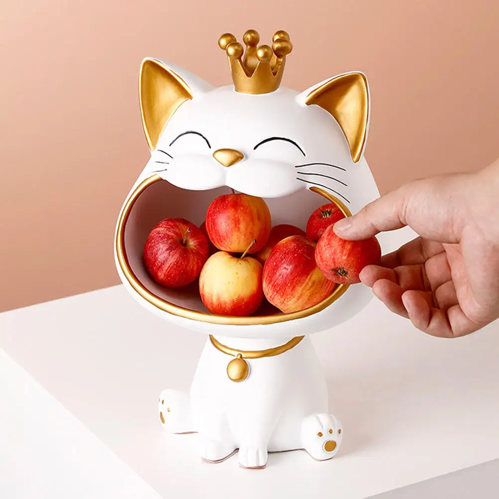 

1 шт. Премиальный декоративный поднос ручной работы из смолы в форме кошки для хранения украшений, фруктов и сережек, для стола, прихожей