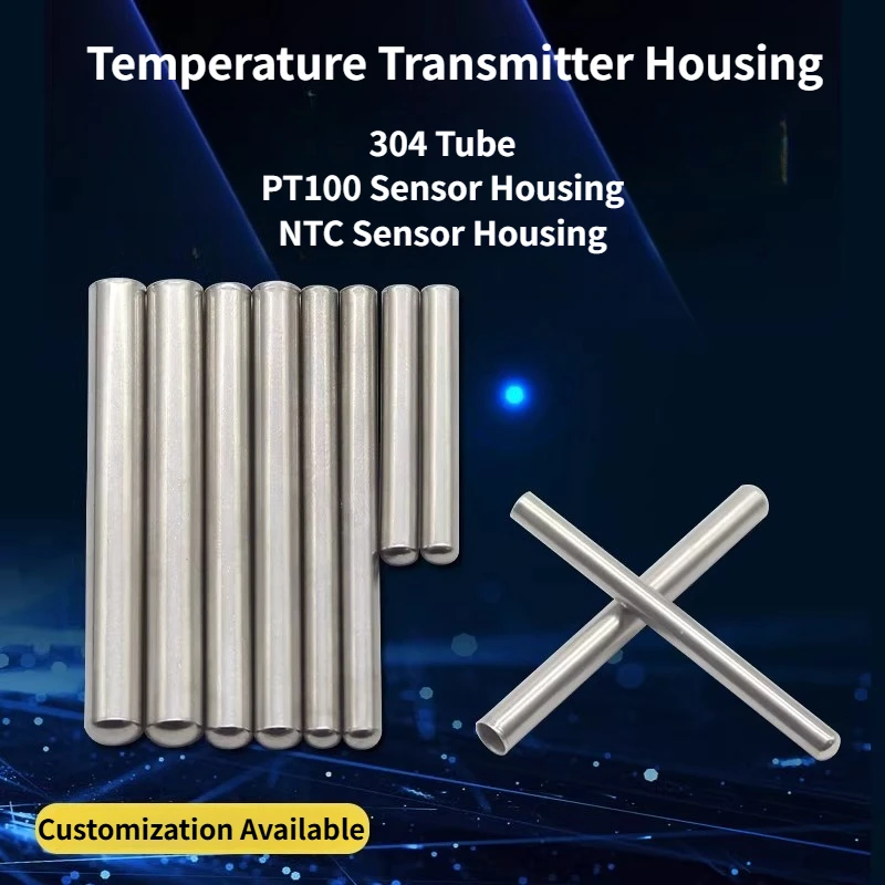 50PCS 304 Stainless Steel Single-ended Housing for PT100 Platinum RTD & Thermocouple, Small Diameter Protection Tube