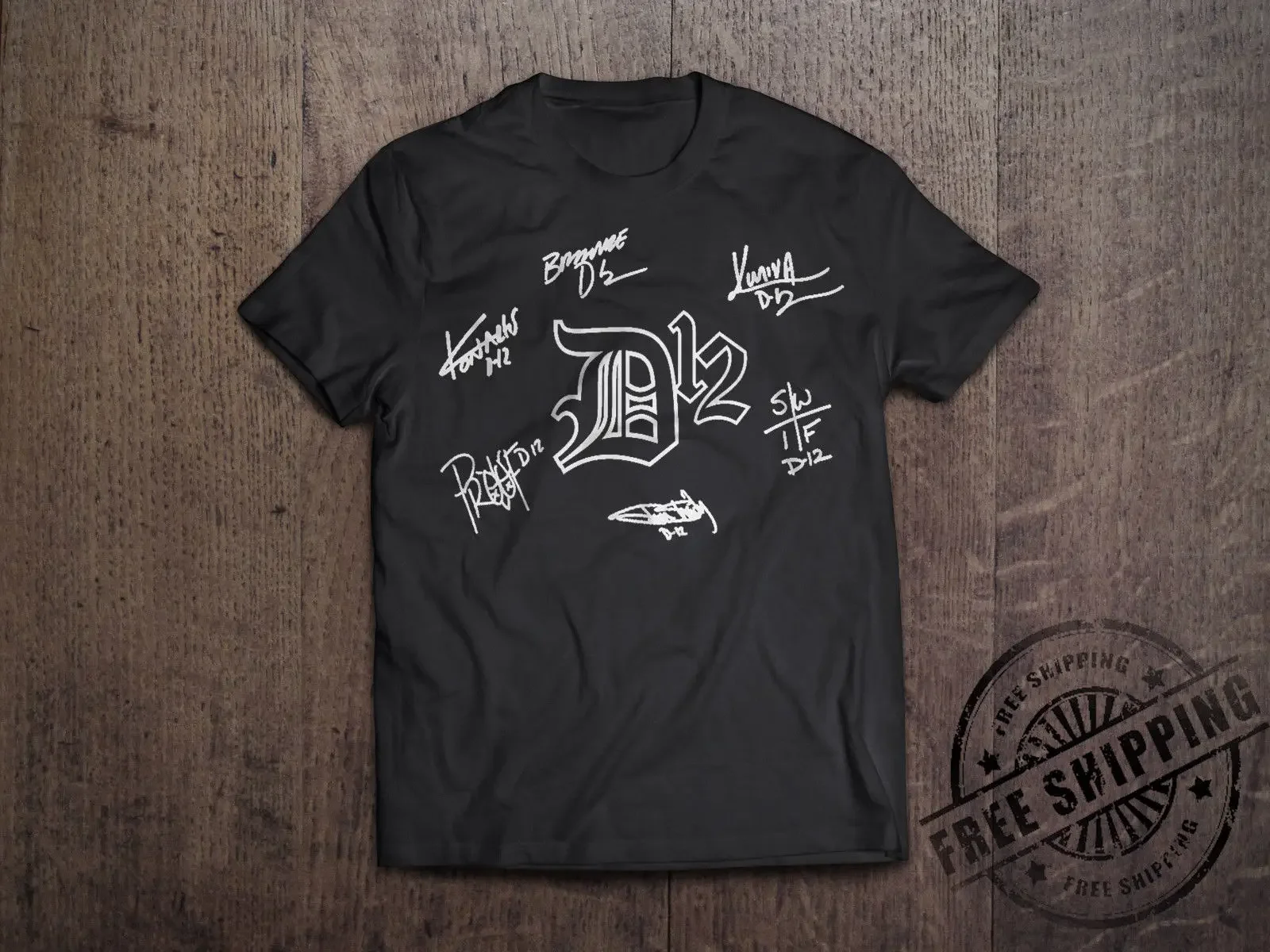 

D 12 Logo T Shirt Vintage Hip Hop Rap Tee Eminem D12 Slim Shady D-12 Revival 1 100% Cotton Tee Shirt Tops Wholesale Tee