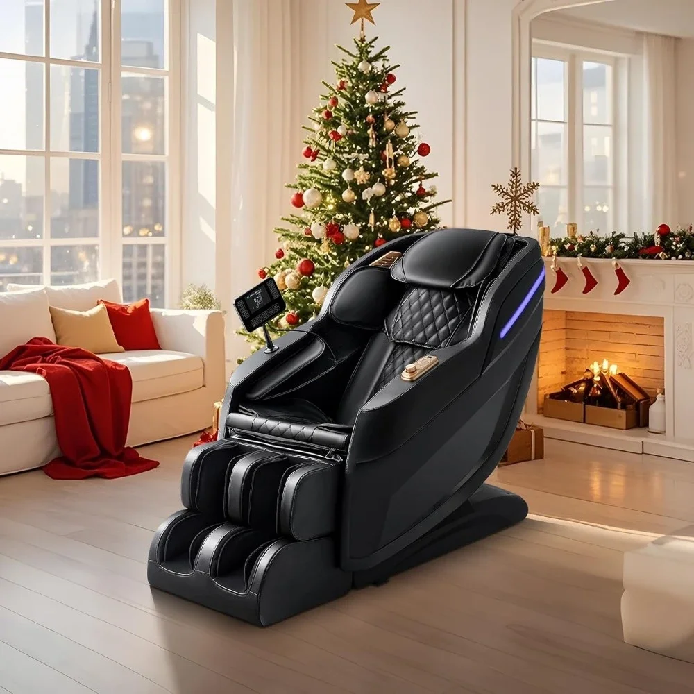 Full Body Massage Chair with Foot Rollers, Lumbar and Leg Heating, 8 Fixed Points Massage Rollers, Bluetooth