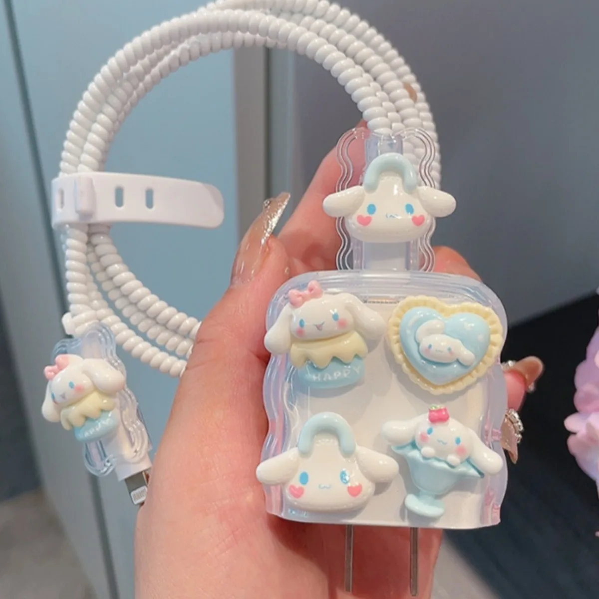 Sanrio Cinnamoroll Data Cable Case Cable Charger Protector Cover iphone14 Charger Case for 13promax Data Cable 20 Anti-break