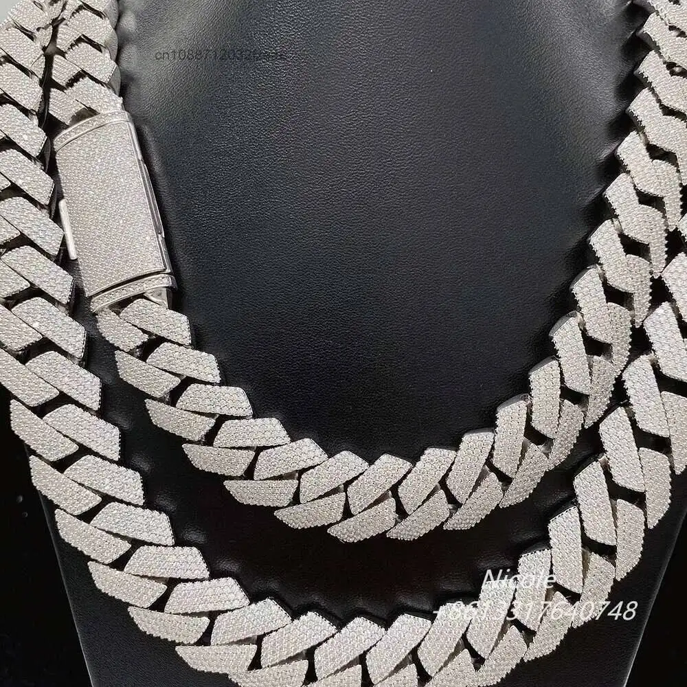 Luxury Luxury Customized Jewelry Hip Hop Iced Out Mens Miami Sterling Silver 4 Rows 20mm Cuban Link Chain.