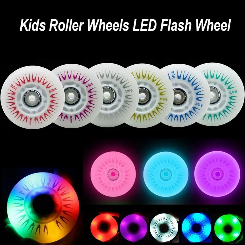 

4pcs Adults Kids 60mm 62mm 90A 80mm 76mm 72mm Outdoor Inline Skates Flash Wheel Roller Wheels Parts