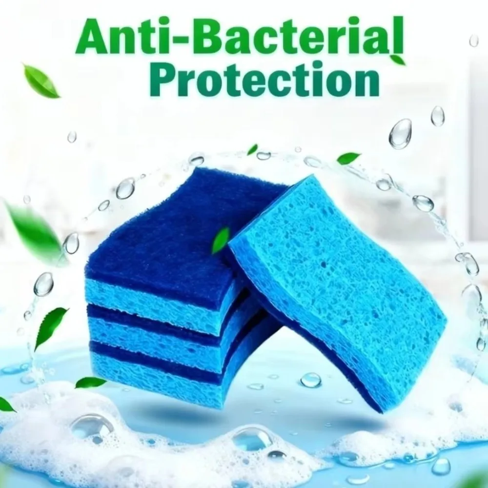 Sponge Cleaning Brush Sponges Double-Sided Reusable Dishwashing Sponge Highly Absorbent Rust Removing Cleaning Wipe Kitchen