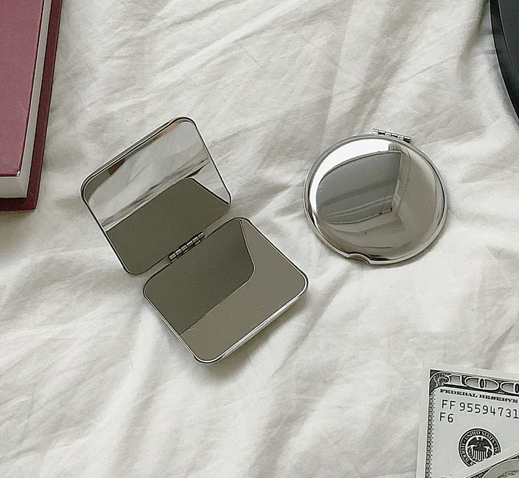 휴대용 여성용 스테인리스 스틸 메이크업 거울 손거울 접이식 화장 거울 다양한 모양