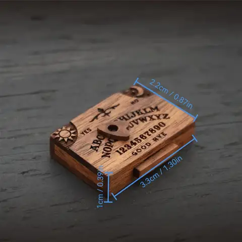 Mini Ouija-bräda med låda Träminiatyr Spiritbräda Miniatyrer med planschetter Känslomässig kärlekslåda Heminredning 10 best sales träskulptur - №5