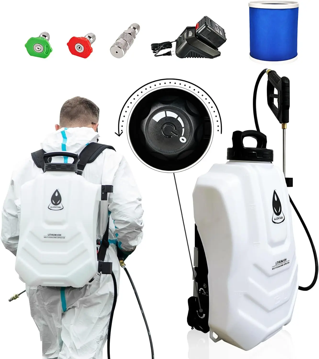 

Battery Powered Backpack Sprayer 4 Gallon, Self-Cleaning Garden Sprayer, 4.9Ah Ultra-Long Power Supply Lithium Battery Sprayer