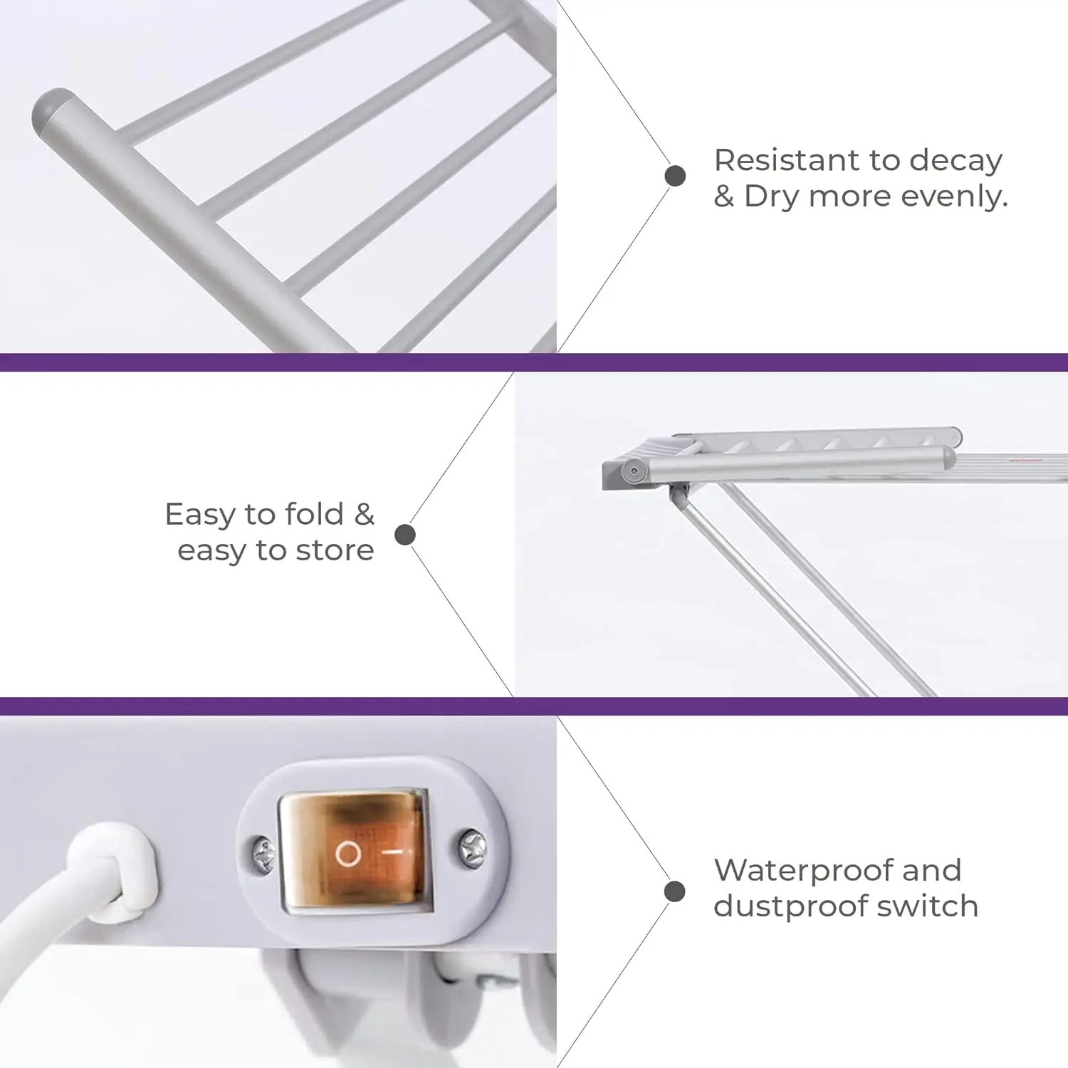 Picture 5: Highlands Electric Heated Clo Wet Laundry Drying Horse Rack, Silver