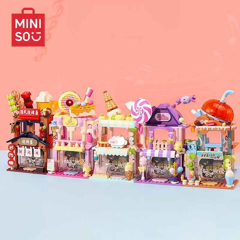 MINISO Street Essence Series Puzzle Block Dessert Milk Tea Candy Shop Dopamine Color Matching Collect Toys Girls Christmas Gift