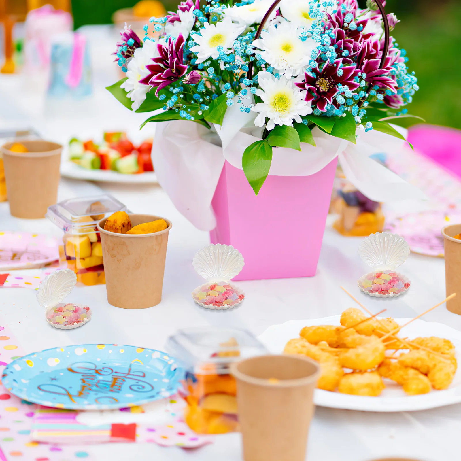 

30pcs Seashell Candy Boxes Gift Storage Boxes Party Favors Small White PP Containers Travel Souvenirs Birthday Wedding