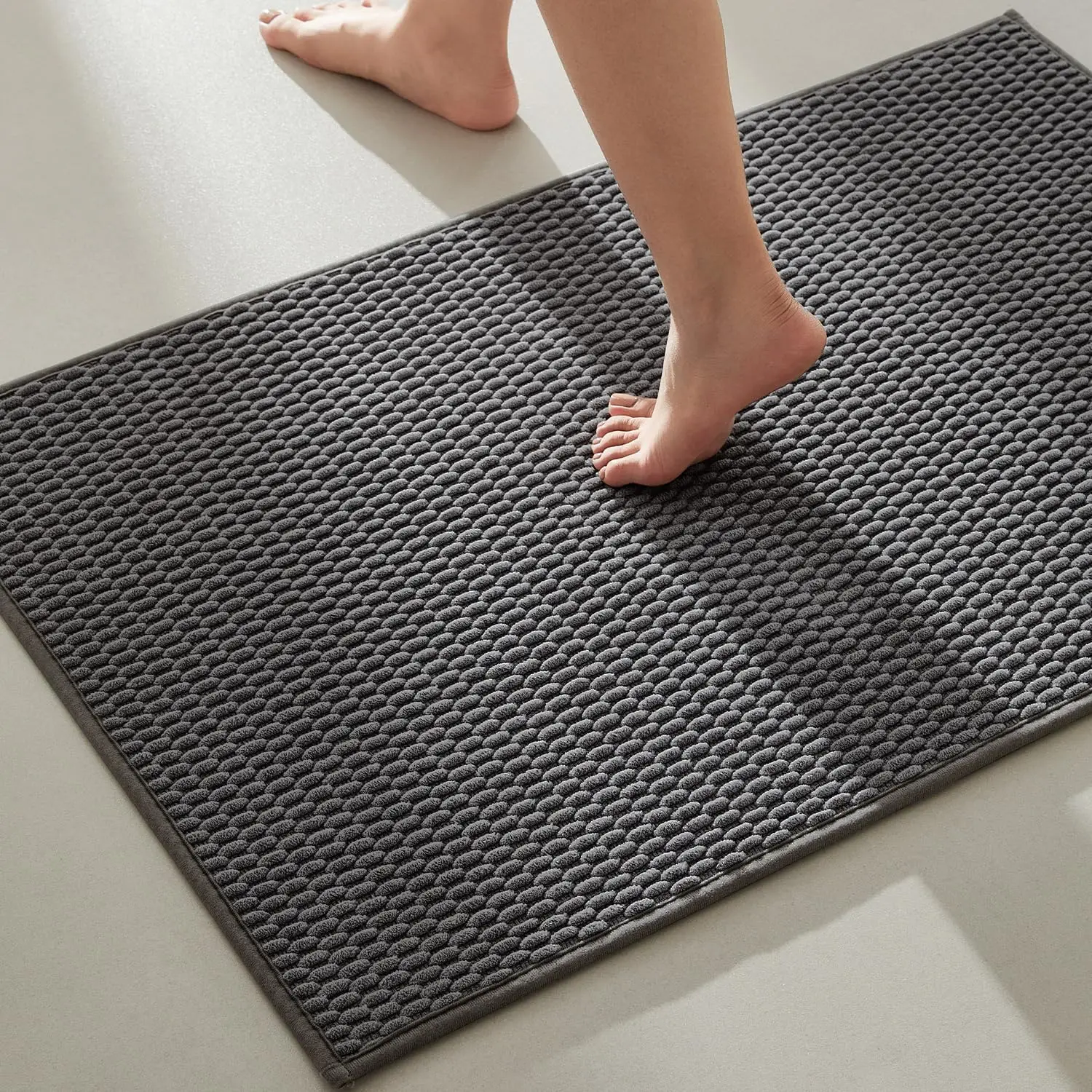 

Нескользящий моющийся коврик для ванной, супервпитывающий быстросохнущий коврик с коротким ворсом, темно-серый, 24x36 дюймов