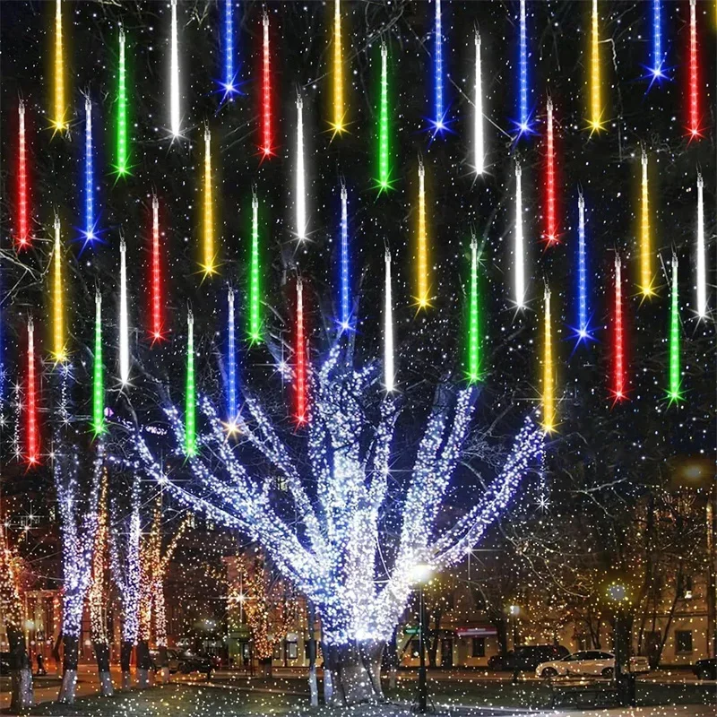 

2025 LED Meteor Shower String Lights 4/3/2/1 Set Superb Street Light New Year Party Garden Christmas Decoration Holiday Lighting