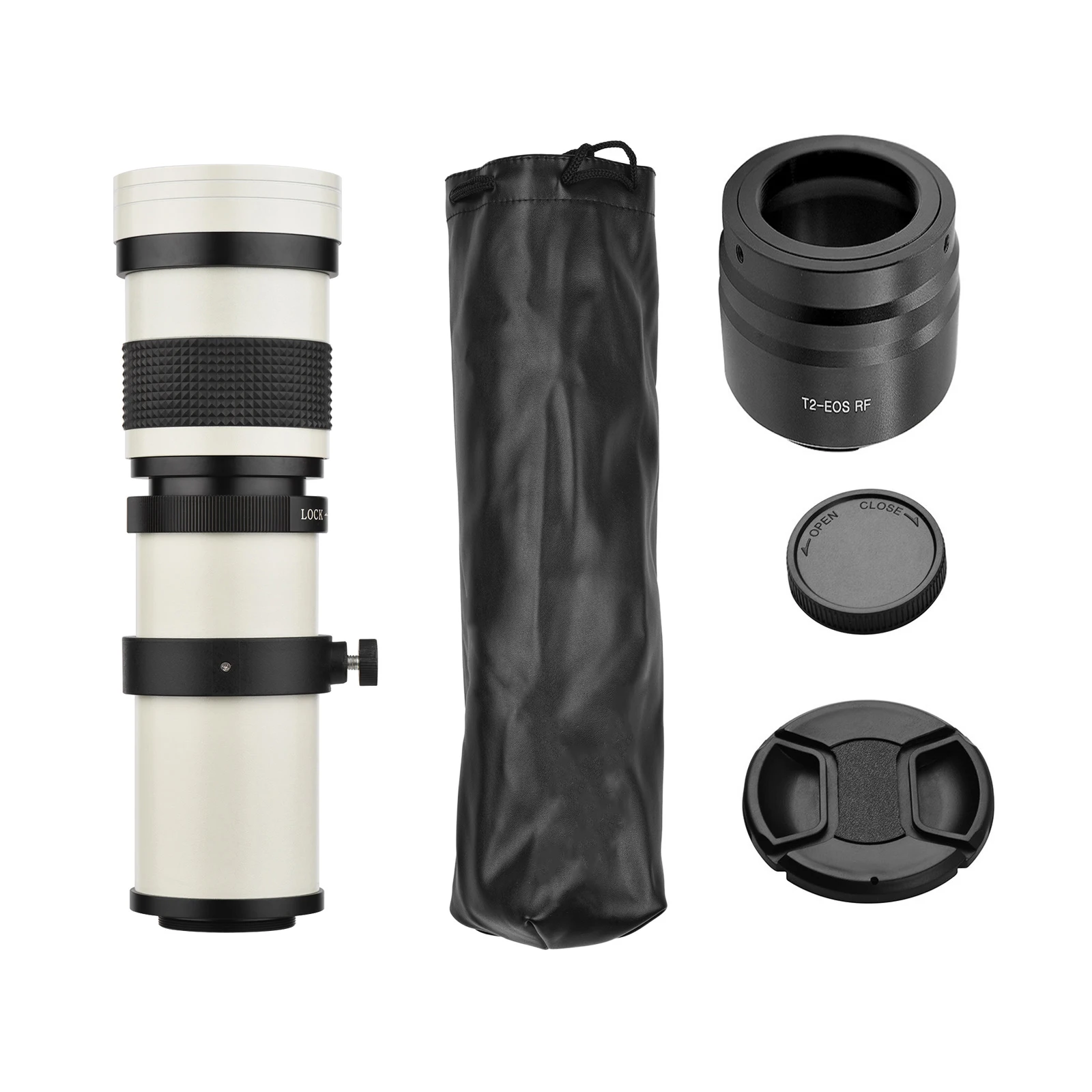 Camera MF Super Telephoto Zoom Lens F/8.3-16 420-800mm T2 Mount with RF-mount Adapter Ring for EOS R/ R3/ R5/ R5C/ R6/ RP RF