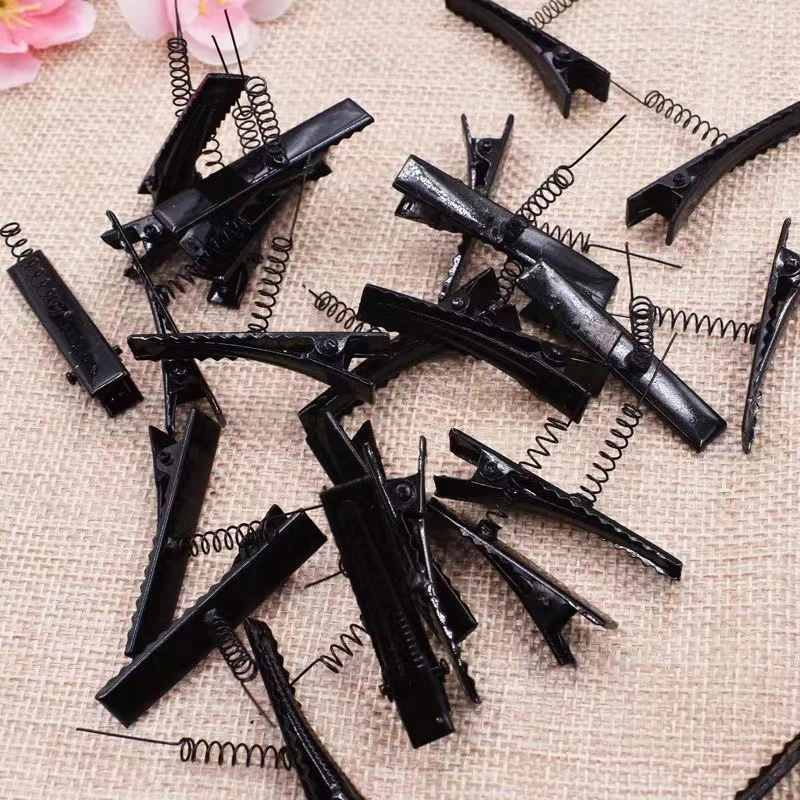 10 Pcs 40 Mm Black Metal Clip With Coil Spring Crocodile Clip Craft Hair Clips DIY Basic Universal Hair Clips