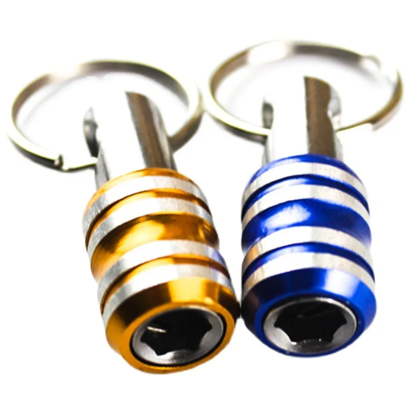 1/4 Hex Shank Screwdriver Bit Holder Gold Three-Groove Extension Rod Stainless Steel Quick Change Socket Keychain Adapter