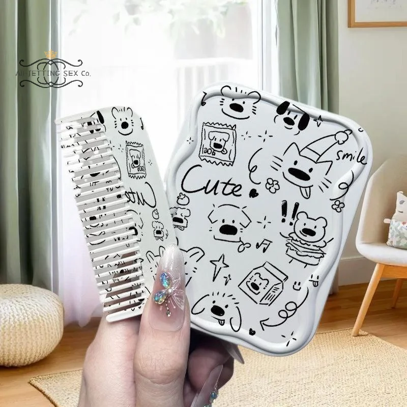 Practical and Adorable Dog Handheld Mirror; Includes Comb for a Complete Makeup Toolset