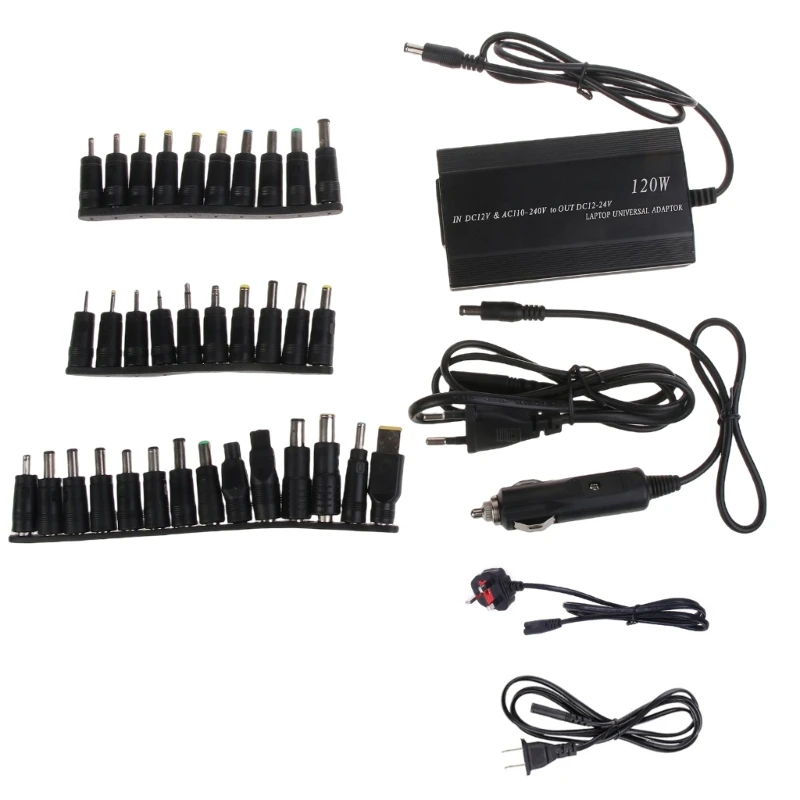 

Universal Laptop 120W Adapter with 34 Multi-Connectors Power Supply Adapter Safety Protect 65cm Cord