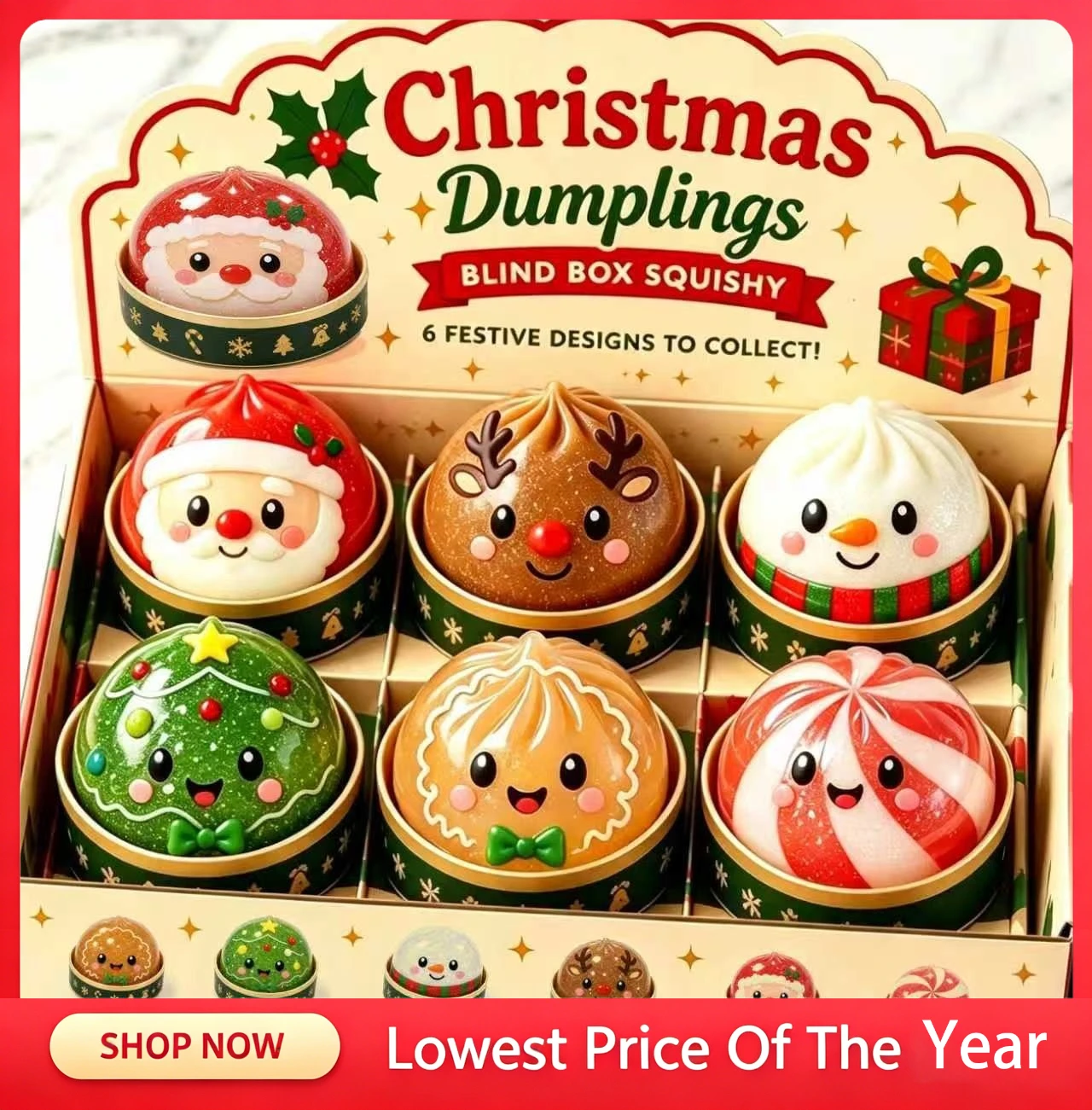 New Santa Claus Elk Dumpling Shape Stress Relief Squeeze Toy Christmas Party Favor Toys Gifts For Adult New Year Gift 2027
