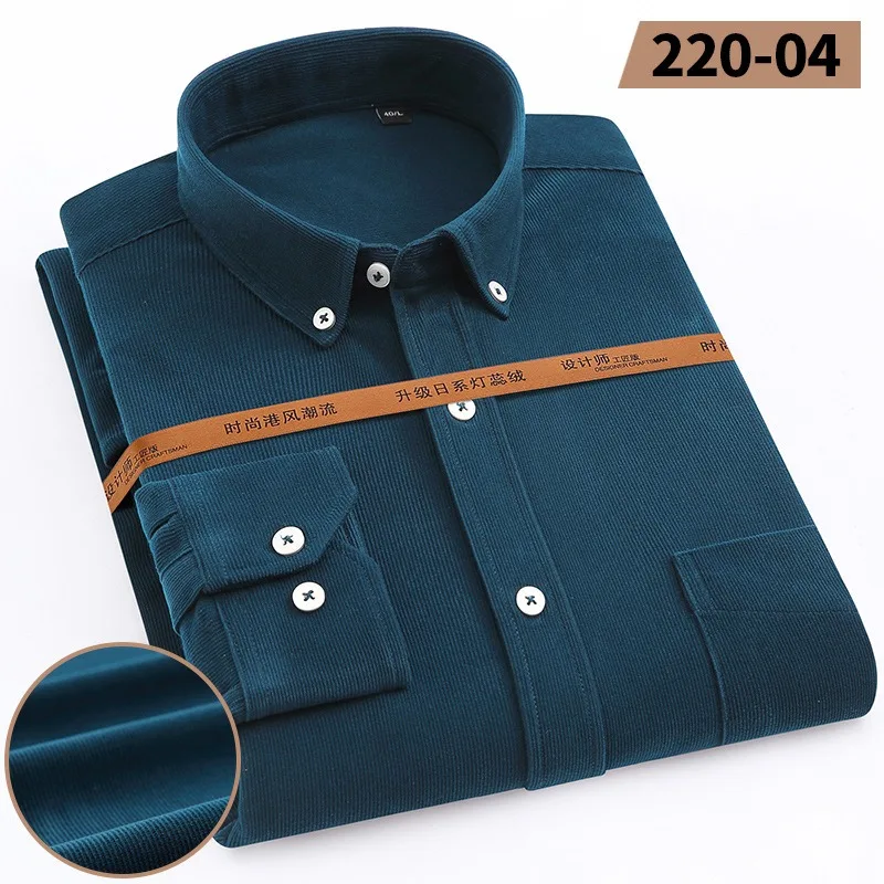 New men's long sleeve shirt casual corduroy autumn and winter solid color comfortable soft trend everything simple cotton