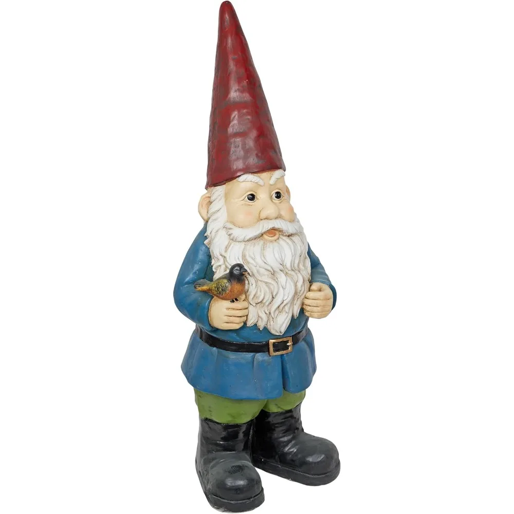 

Химерная статуя гнома большого размера с декором в виде птицы для патио, сада, уличного декора