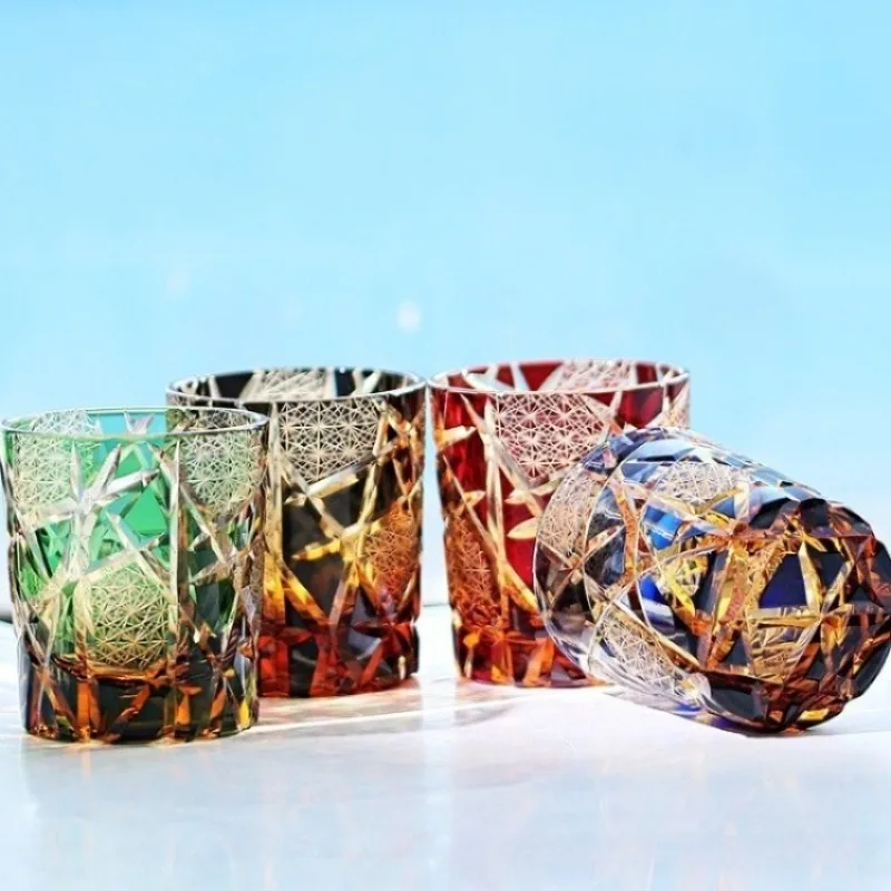 Vintage Carved Glasses Japanese Simple Whiskey Glasses Creative Handmade Pattern Glass Kitchen Bar Drinkware Anniversary Gift