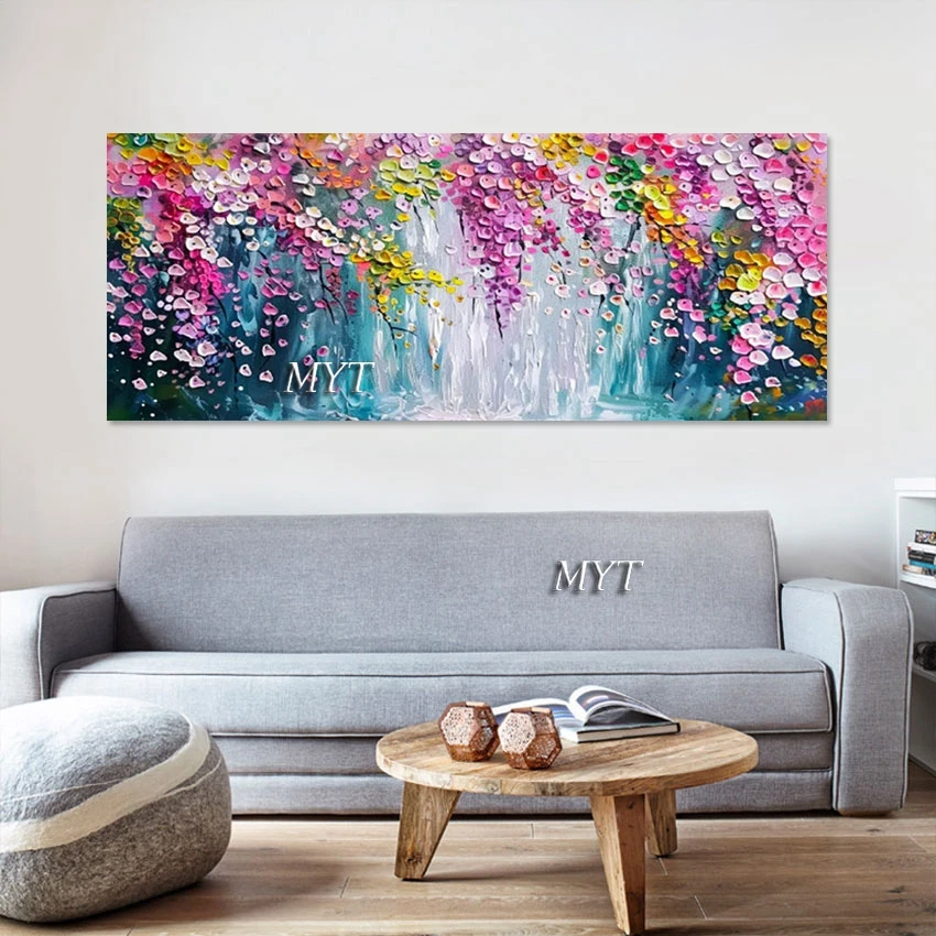 Large Canvas Art Heavy Texture Acrylic Flowers Handmade Oil Painting Wallpaper Home Decoration Wall Picture For Restaurant