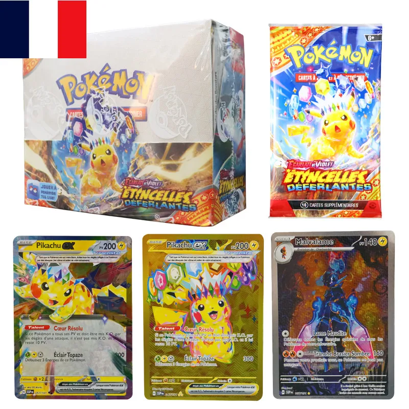 360 stks/set Franse Pokemon Kaart Scarlet & Violet Surging Sparks Booster box Battle Transactiekaart