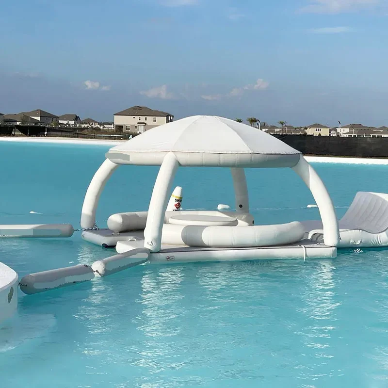 Inflatable water bar, sea yacht docking, rest, floating ta ble, leisure belt, awning, inflatable sofa float ing