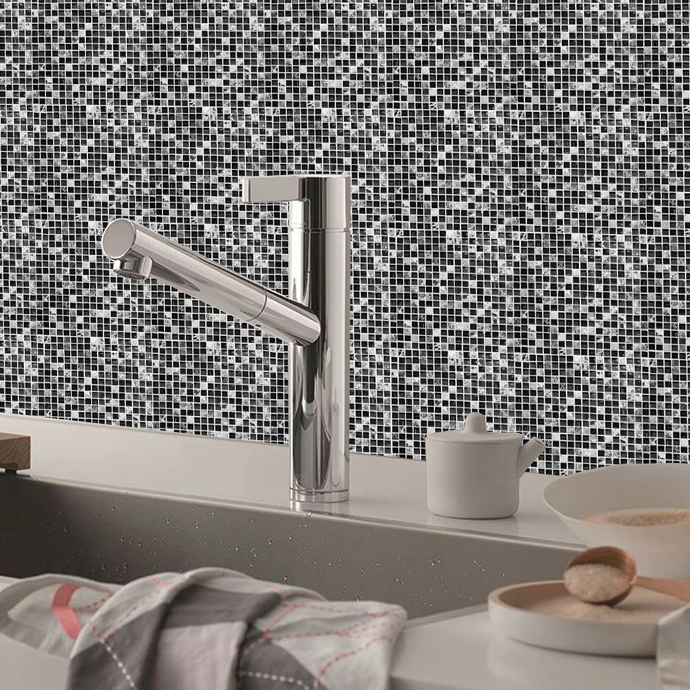 

10Pcs Waterproof Marble Floor Tile Stickers Self-Adhesive Non-Slip Wall Decals 20x20cm for Bathroom Home Decor