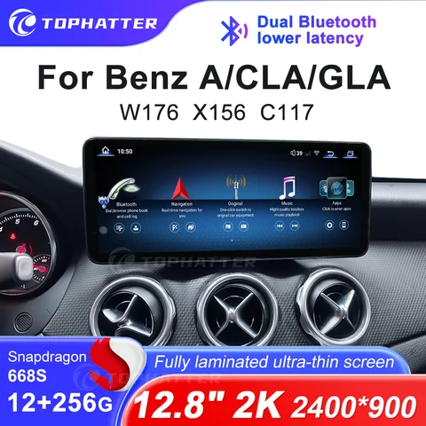 메르세데스 벤츠 A클래스 W176 X156 C117용 12.8인치 2.5D 2K 카 라디오 무선 CarPlay 안드로이드 오토 멀티미디어 플레이어 내비게이션 DSP 오디오