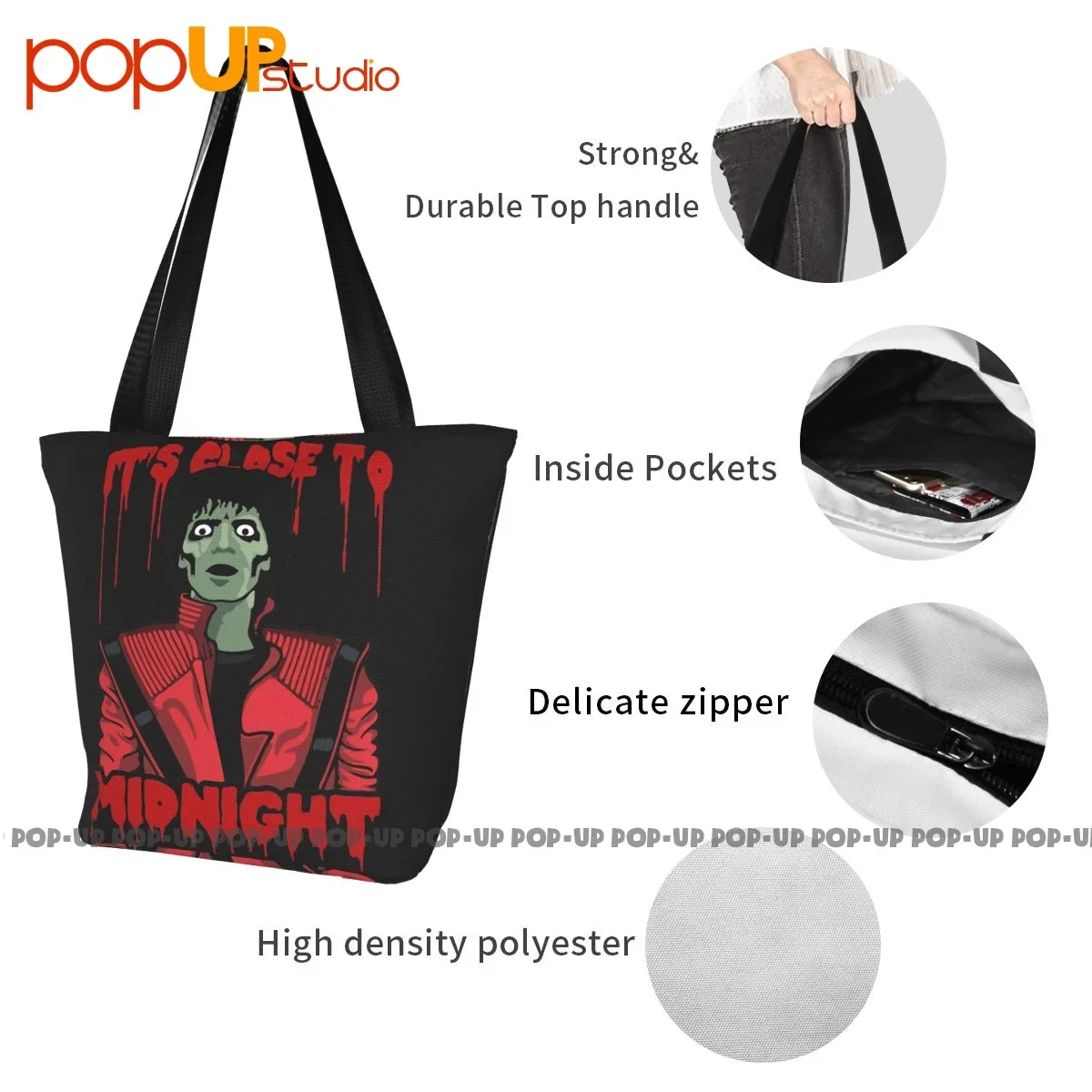 Zombie Michael Thriller Mj Michael Jackson Retro Handbags Polyester Shopping Bag Storage Handbag image 5