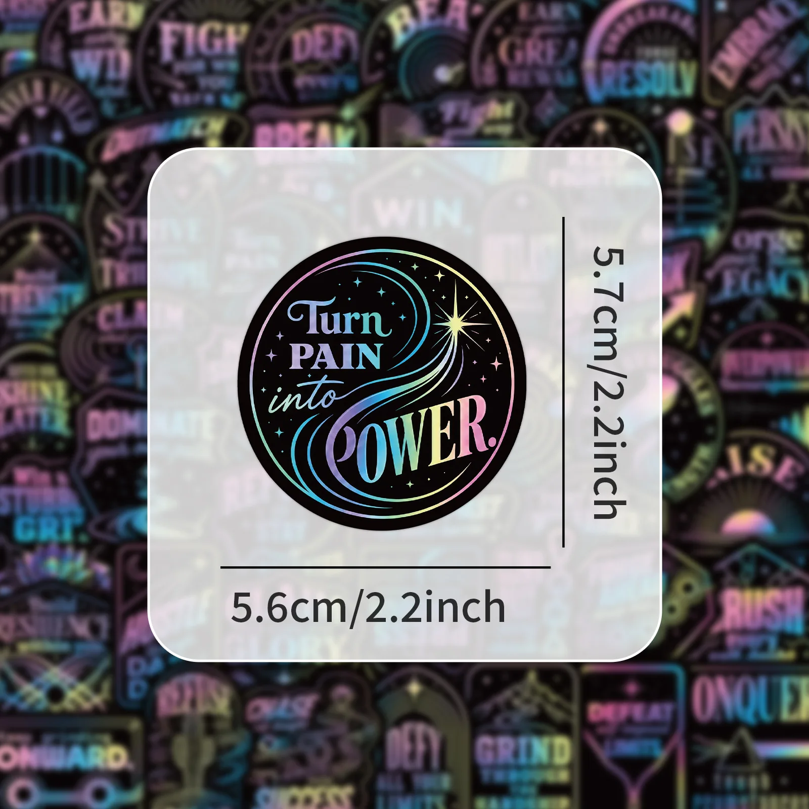50Pcs Holographic Encouraging Quote Stickers for Skateboard Helmet Reward Journal DIY Creative Decor Decals