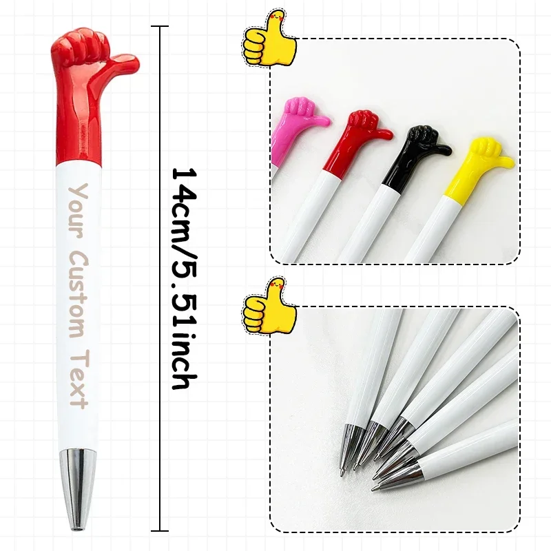 35PCS Customizable Logo Ballpoint Pens Cartoon Gesture Funny Thumb Pen Bulk Promotional Pens for Advertising Business Gifts
