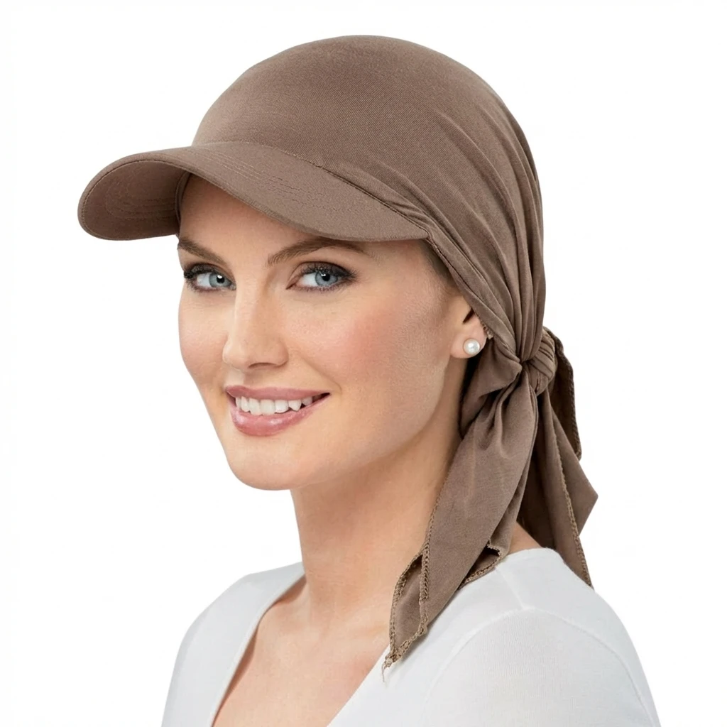 Chapéu Turbante Clássico Feminino de Cor Sólida, Chapéus de Sol com Aba Curvada, Boné de Beisebol, Chapéus de Sol, Lenço para a Cabeça